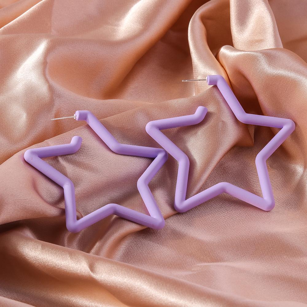 Cute Candy Colors Acrylic Hollow Star Hoop Earrings for Women Girls Simple Geometric Earrings Party Holiday Jewelry Gifts
