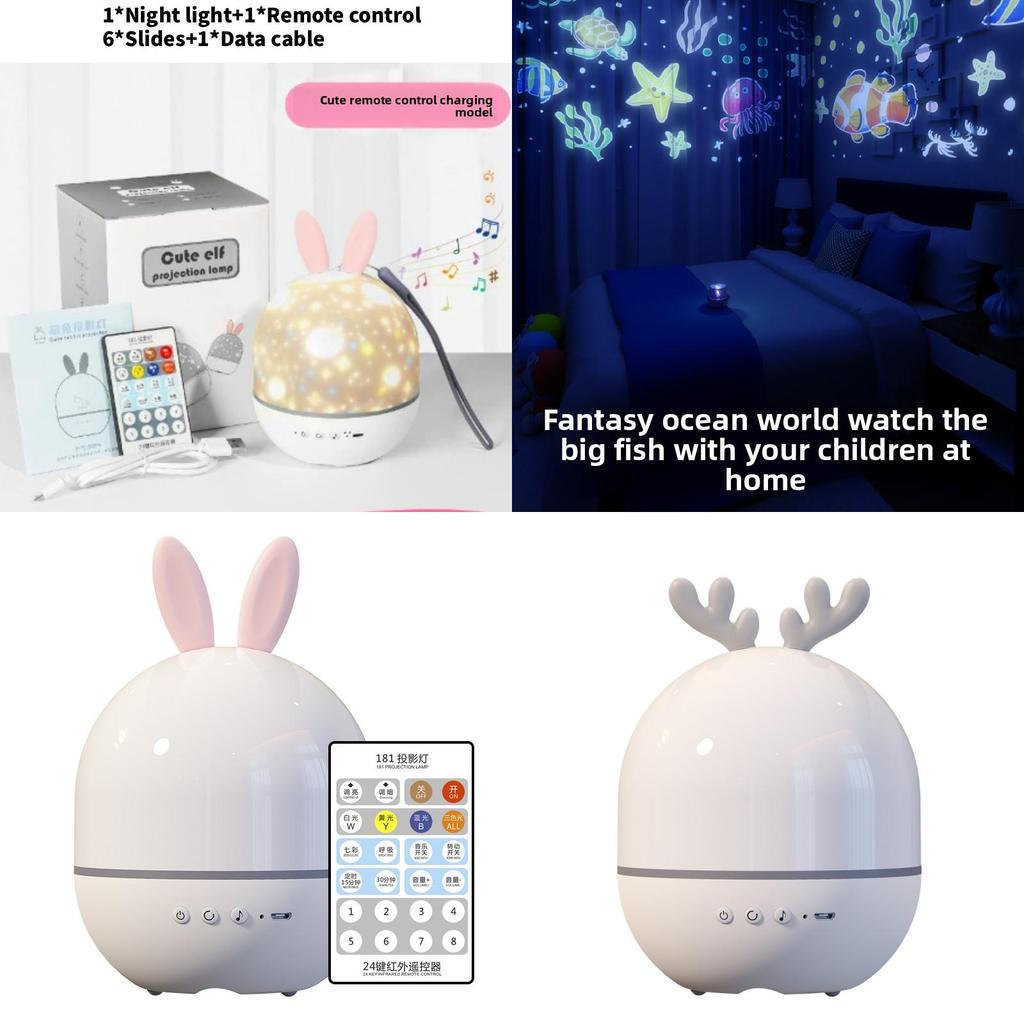 Romantic Bunny Starry Sky Night Light With Bluetooth And Sleep Timer For Children Bedroom Decor