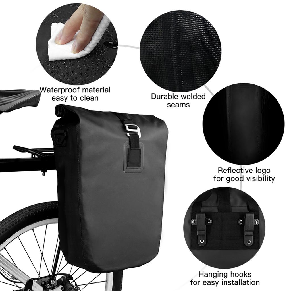 Waterproof Bike Rear Rack Bag 20L Bike Side Storage Bag Laptop Pannier Bag Bicycle Trunk Rear Seat Carrier Pack