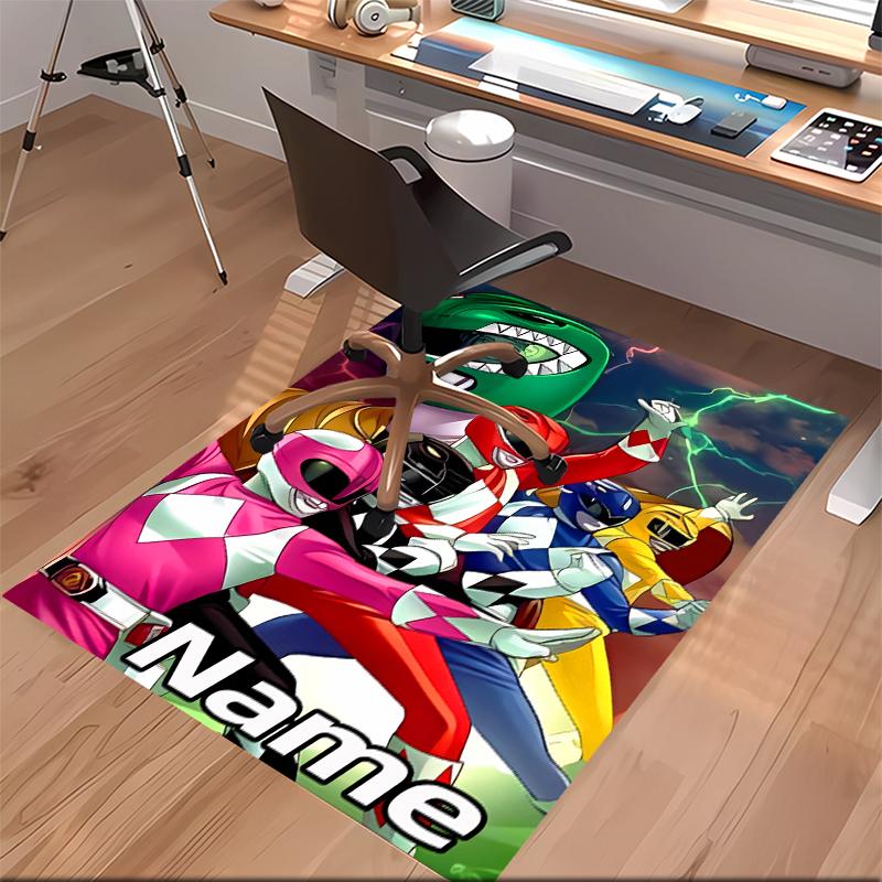 Custom Personalization Mighty Morphin Power Rangers Print Area Rug - Soft, Washable Non-Slip Indoor Mat,Living Room,Home&Office Decorative Rug