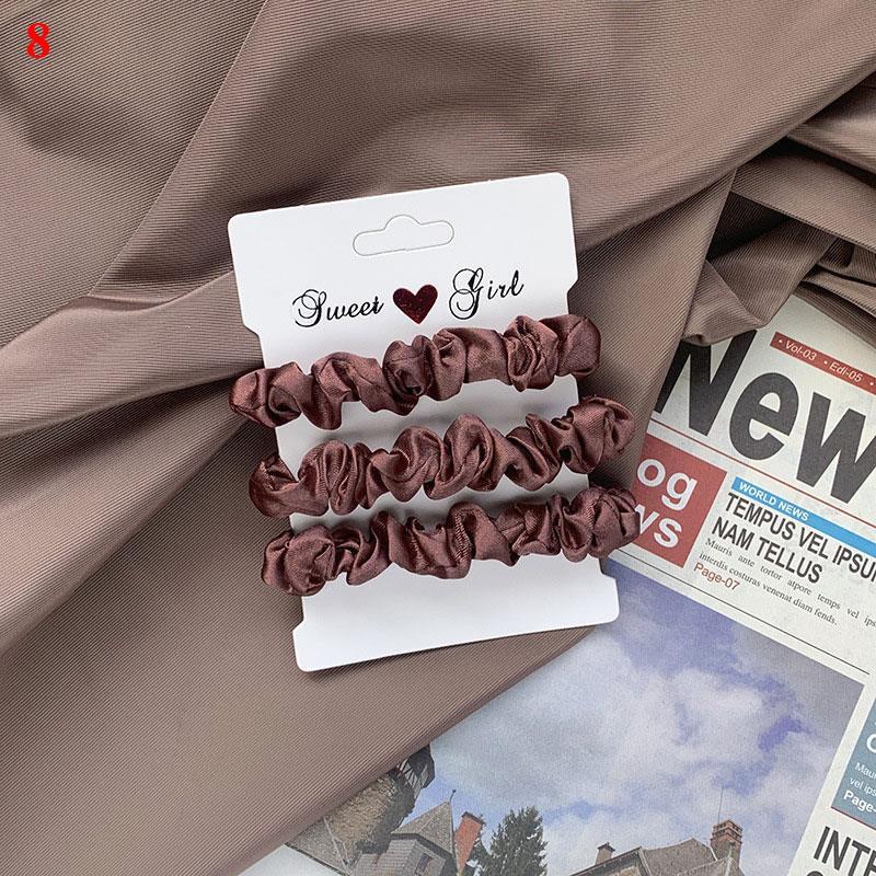 Fashion 3PCS/Set Satin Silky Scrunchies Hair Rope Luxury Solid Color Elastic Hair Bands Women Hair Accessories Headwear