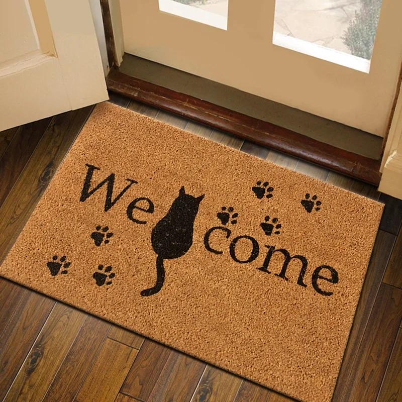 High Quality Imitation Coconut Doormat Non-slip Absorbent Crystal Velvet Floor Mat Porch Outdoor Welcome Mat Home Decoration
