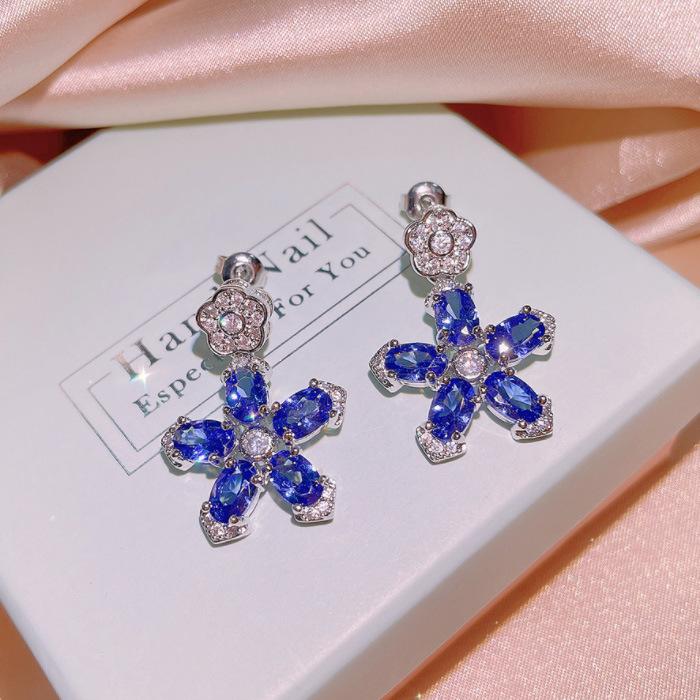 

Ожерелье из снежной цепи из танзанийского камня, красно-фиолетовые простые серьги, комплект украшений