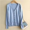 Spring and Autumn Women's Korean Version of The Blouse  Solid Color Fashion V-neck High-end Knit Cardigan Short Section Plus Size