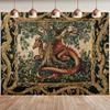 2D mittelalterliche Drachen-Wandteppich-Kulisse, Vintage roter Drachen-Wandbehang