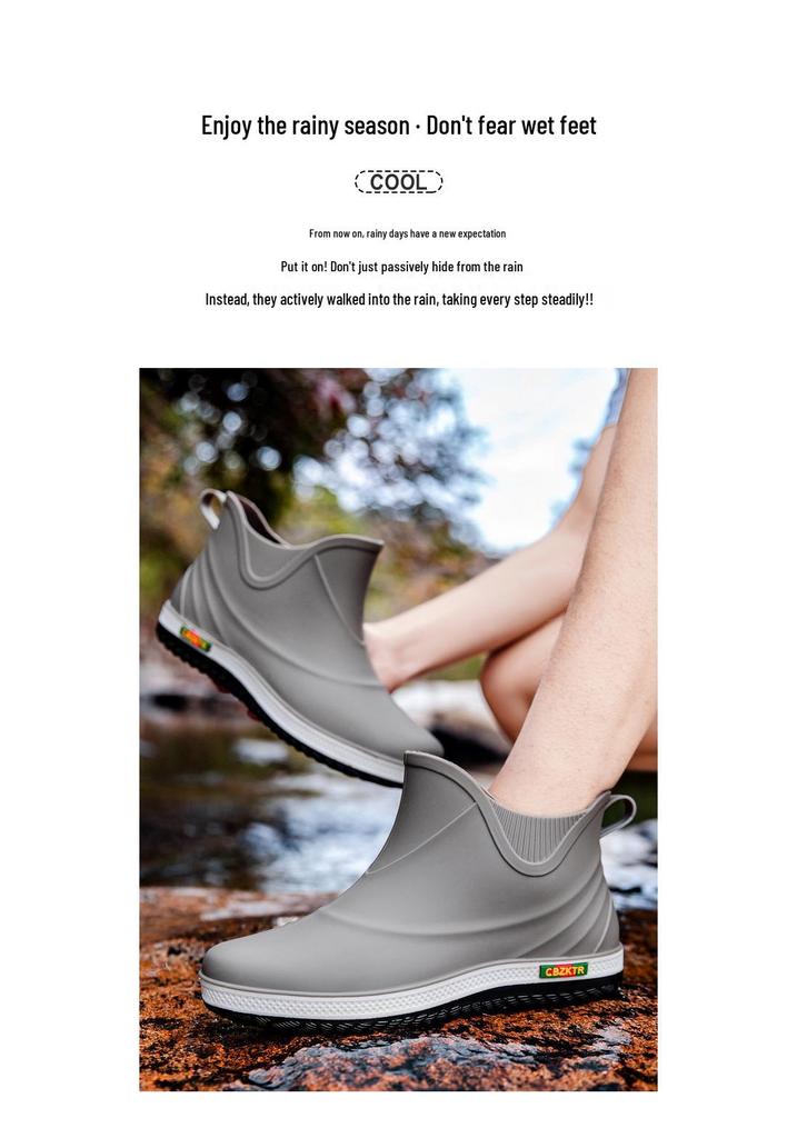 Men's Fashion Short Rain Boots - Waterproof, Non-slip, and Versatile for Outdoor, Kitchen, or Car Wash Use.