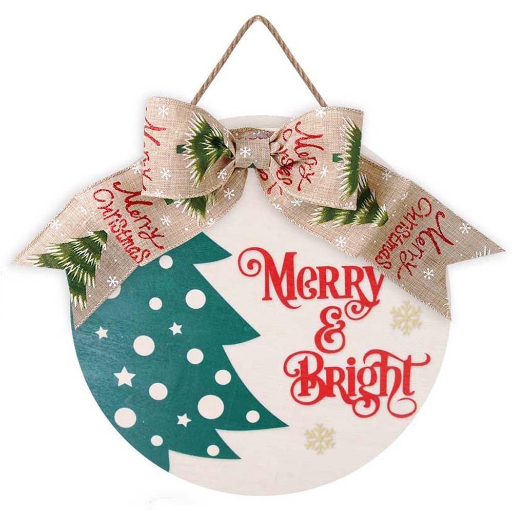 Bow Wooden Christmas Pendant Elk Christmas Door Decoration Shop Door Hanging Ornaments  Bar