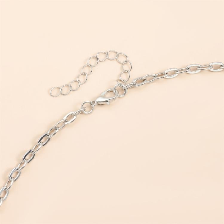 Celestials Inspired Layer Chain Necklace With Crystals Accent Imitation Pearls Clasp Adjustable Length