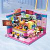 Mini City Street View Café Bar Friseursalon Bausteine Kreatives 3D Puzzle Raummodell Spielzeug Freunde Kinder Geburtstagsgeschenk ohne Karton