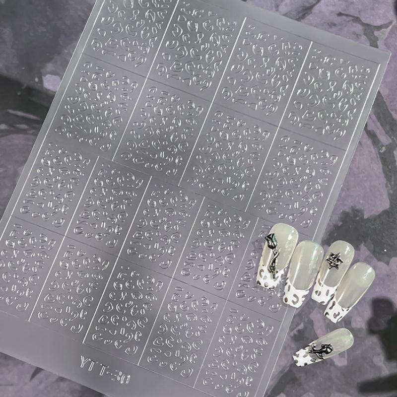 Simple Hollow French Nail Decals Transparent Spray-Painted Heart Butterfly Nail Art Stickers Fashion Manicure Decor
