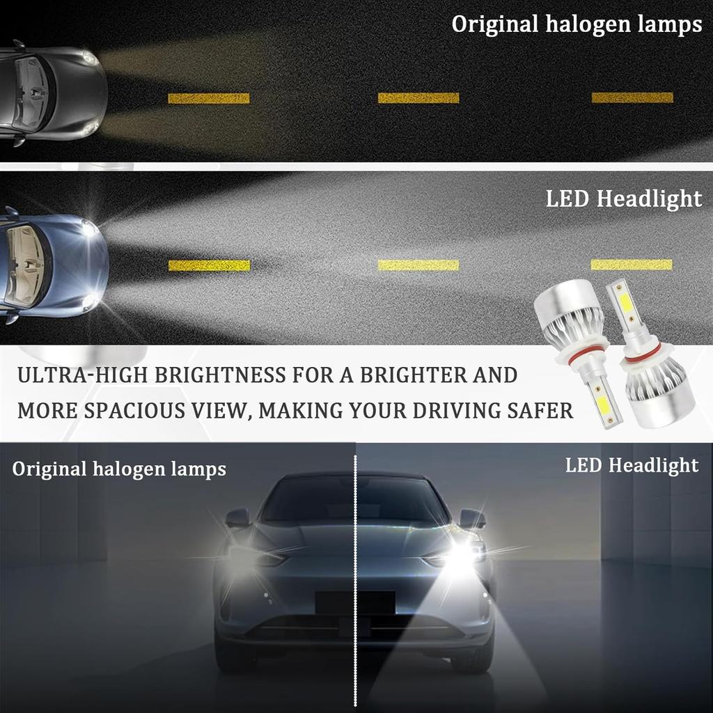 Vvag 2PCS 9005/HB3 LED Bulbs For Automotive, 3800LM 6000K Car LED Headlight Bulb, Universal High Beam And Low Beam Car Accessories, Plug & Play
