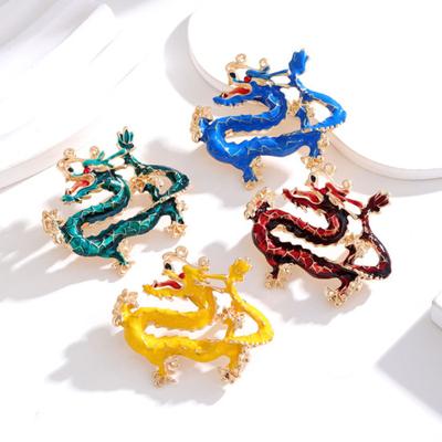 Brož v etnickém stylu drahokamu Unisex vykládané Dračí tvar Pin Smalt Pin Kabát Odznak Šperky