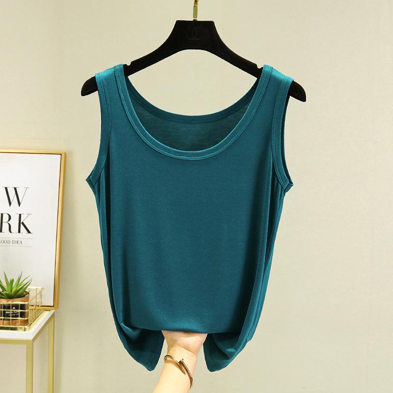 Женская модальная однотонная майка без рукавов с U-образным вырезом, летняя утягивающая камисоль больших размеров 2XL