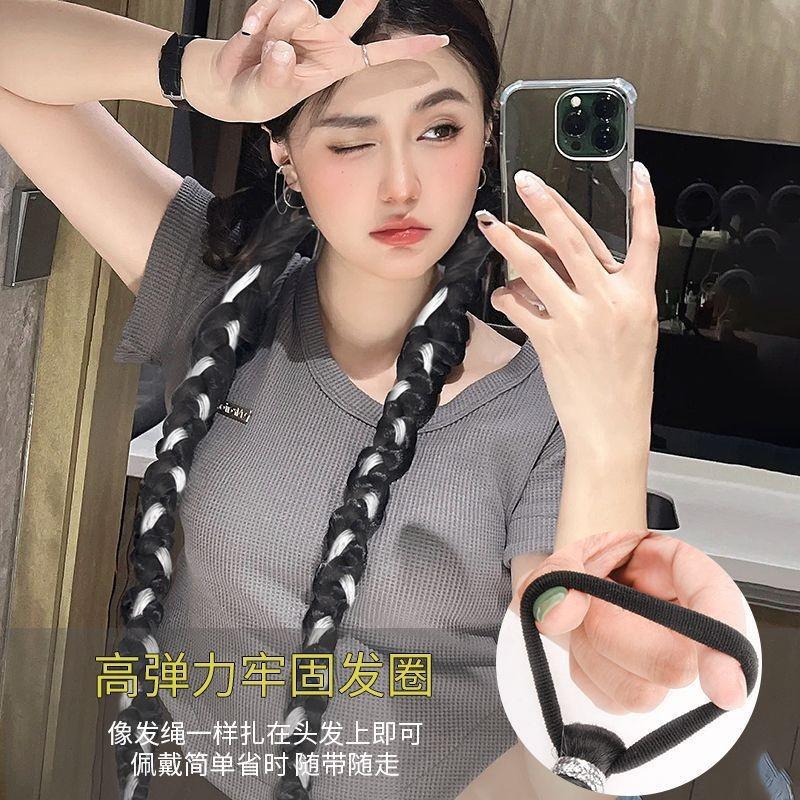 Cornrow Braids Women Long Braid Ponytail Hair Extensions Gothic Style Double Accessories