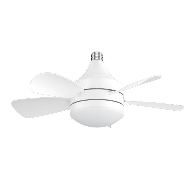

E27 Socket Fan Light Remote APP 3 Color LED Bulb Ceiling Fan 5 Blades Dimmable Silent for Bedroom Living Room Indoor Outdoor білий