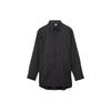 Solid Color Pointed Collar Fitted Long Sleeve Shirt Unisex Shirts Black H63025