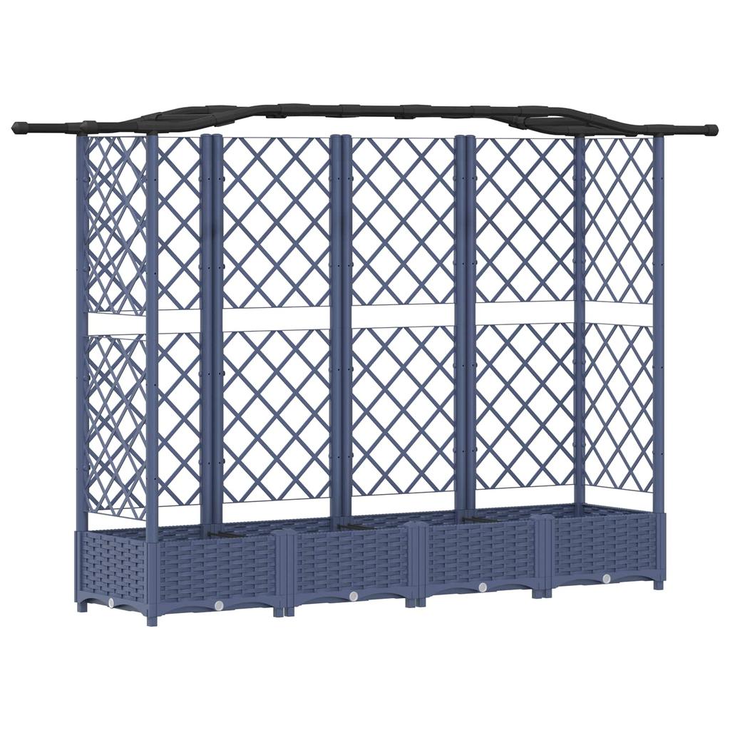 Raised Garden Bed with Trellis and Hanging Roof Gray 203.5 X 40 X 125 Cm PP
