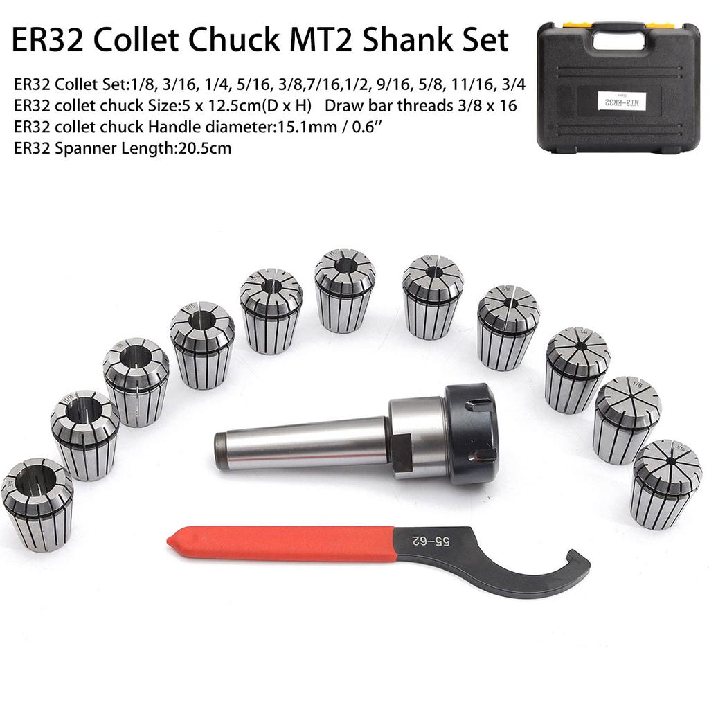 Buy Precision ER32 Collet Set 318mm MT2 Shank Chuck 26 Spanner For
