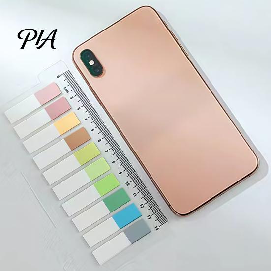 Morandi Color Page Markers Index Sticker Tabs with Built-in Scale Ruler, Transparent Portable Ruler Set PET Markers, Compact Writable Book Labels for