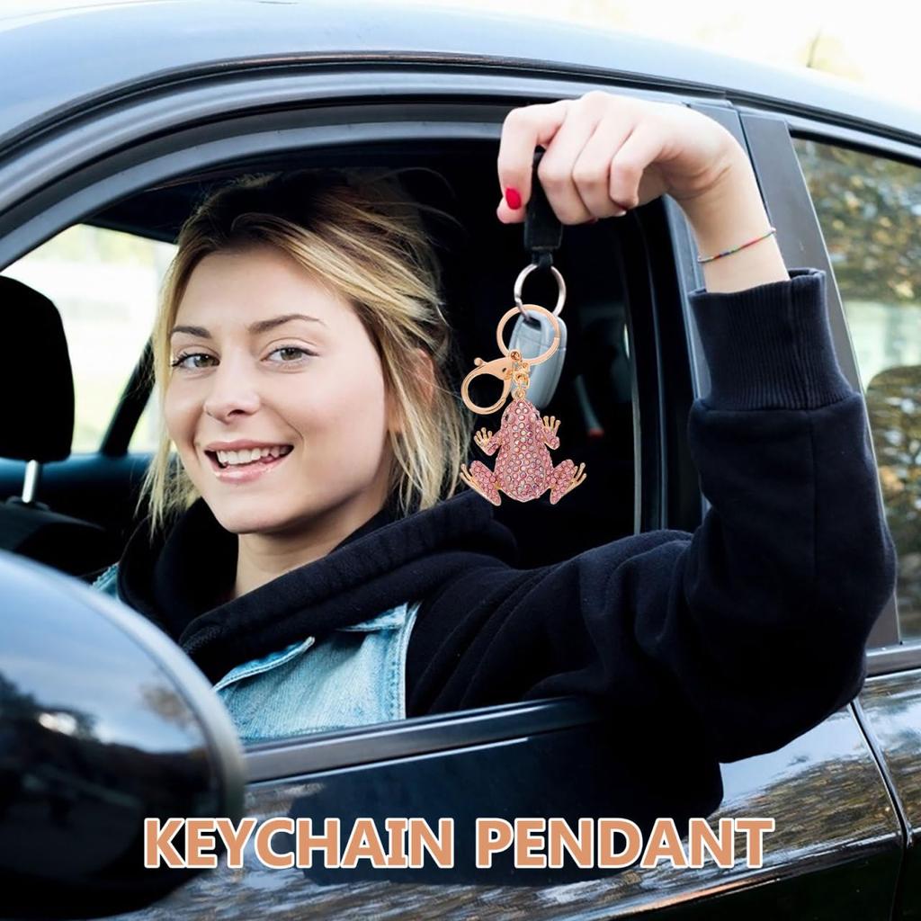 [iplusmile] Frog Keychain with Rhinestones, Sparkling Bag Charm, Frog Key Ring, Animal Key Ornament, Stylish, Lucky Charm, Gift for Women