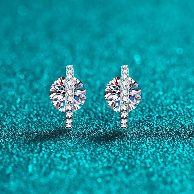 Elegant 2ct Moissanite Stud Earrings Women Sterling Micro Pave With Circular Design Daily Wear Fashion Jewelry