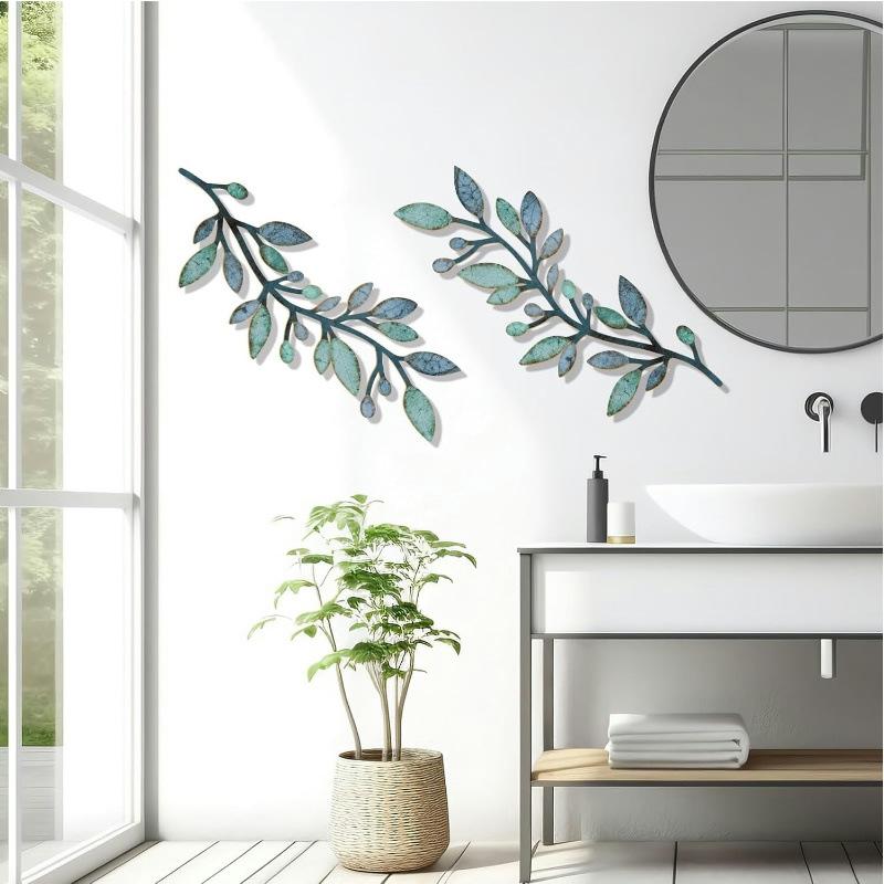 2 Pezzi Decorazione Murale Foglia d'Albero in Metallo Ramo d'Olivo Foglia Arte Murale Soggiorno, Corridoio Decorazione Murale Decorazione Esterna