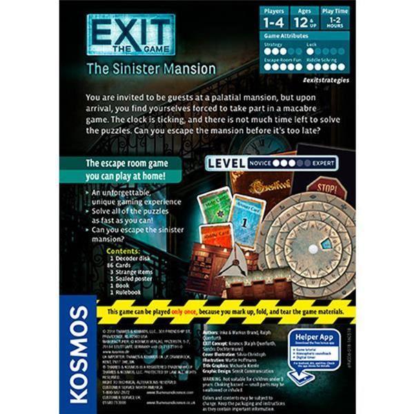 Jeu de société - le sinister mansion - puzzle - niveau intermédiaire - 1 joueur ou plus