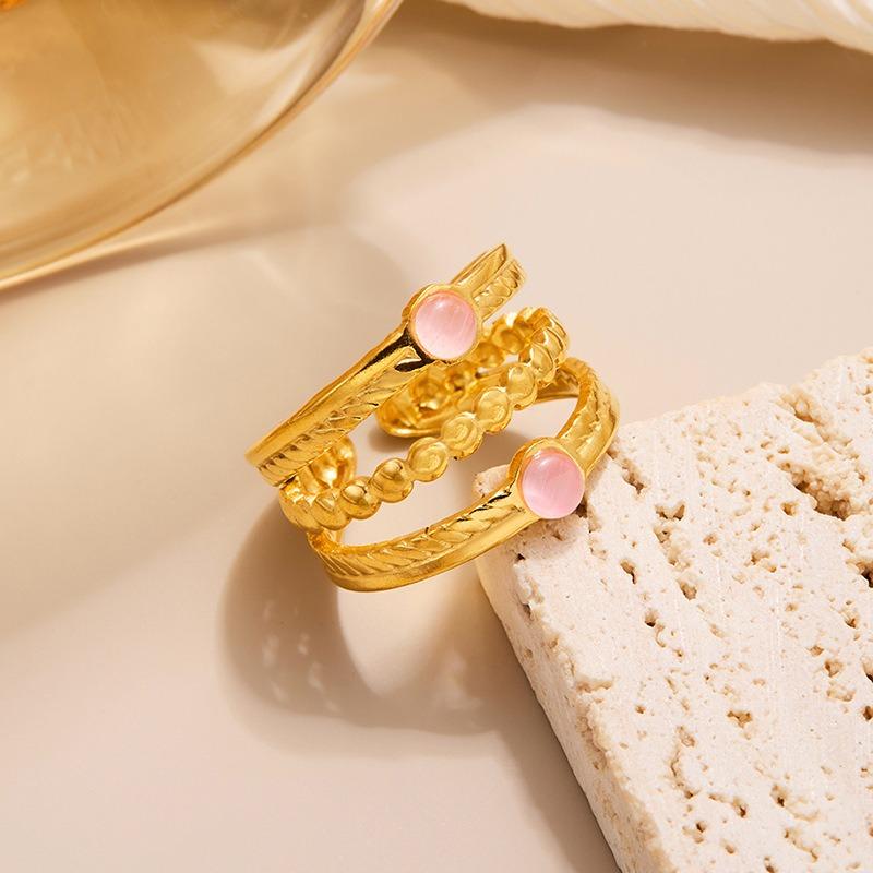 Europäischer und amerikanischer Titanstahlring mit Blumenöffnung, vergoldeter High-End-Zeigefingerring, farbenfroher, vielseitiger Ring, Schmuckgeschenk