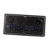8 Gang Rocker Switch Panel 12 to 24V 2 Blue LEDs with DIY Sticker 5 Pin Waterproof for Cars RVs Yachts Ships
