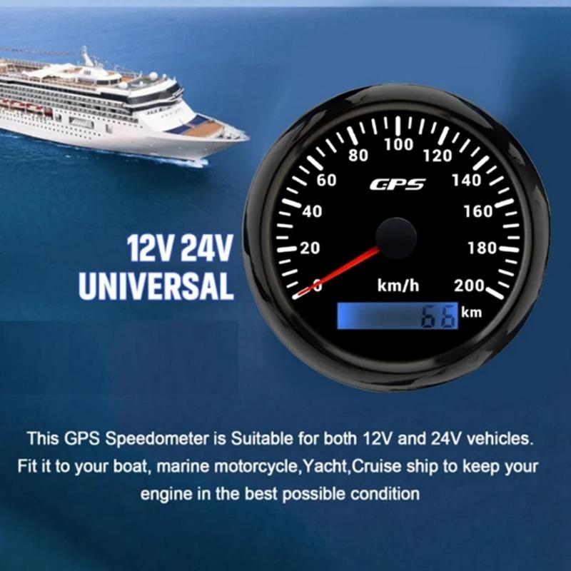 Large Screen Speed Gauge Meter 200km/h Odometer With Waterproof ABS Plastic For Marine Vehicles Boats Trucks Motorcycles