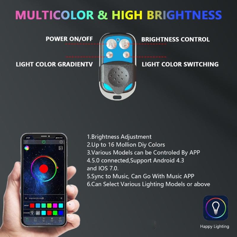 Universal LED Rock Lights 12 LEDs Underglow Lights for Truck Pickups Car ATV UTV SUV Remote Control Trail Rig Lamp