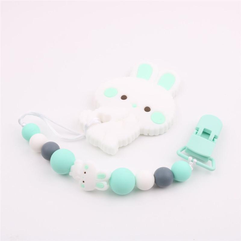 Cutebility Baby Pacifier Clip Pacifier Chain Panda Shape Hand Made Cute Colourful Beads Dummy Clip Baby Soother Holder for Baby Kid Green