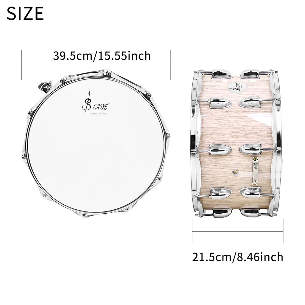 SLADE Snare Drum Set 14x8 Inch Percussion Instrument Drum Set with Drumsticks Shoulder Strap Drum Key for Students Beginner