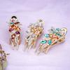 Elegant Crystal Double Flower Hair Claw Hair Grab Duckbill Clip For Women Headdress Hair Accessories Rhinestone Hairpin Headwear