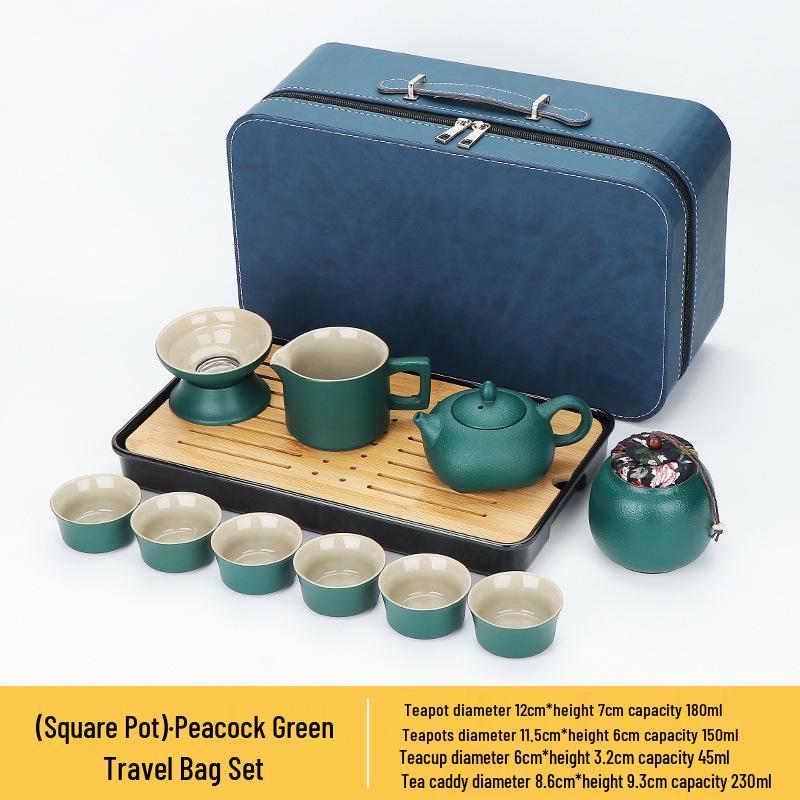 Portable Kung Fu Tea Set with Tray - Ideal for Outdoor Travel and Home, Perfect as a Chinese Business Gift