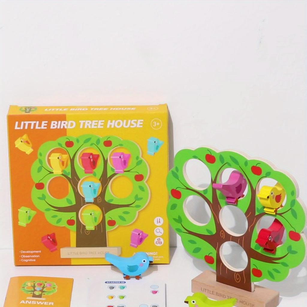 Little Bird Tree House Game –Colorful Wooden Educational Toy for Youngsters, Multiplayer Family Fun with Nest Building Observation Skills Development
