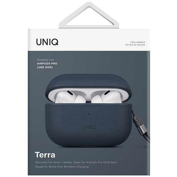 Etui Do AirPods Pro 2 Gen UNIQ Genuine Leather Niebieskie