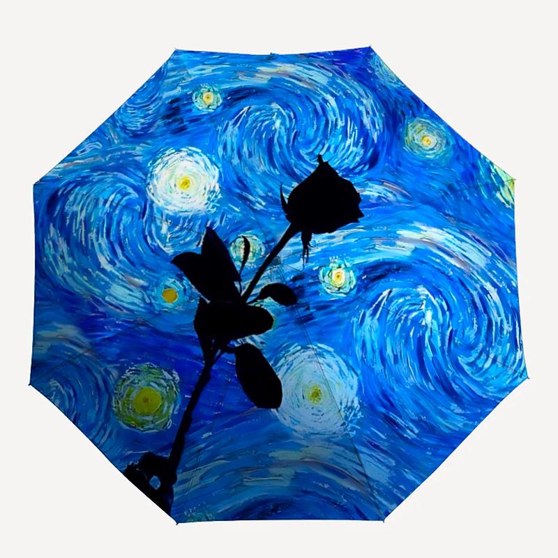 

1pc Starry Night Rose Automatic Open/close Folding Umbrella, Compact Portable Travel Umbrella,Durable Construction yy250814141