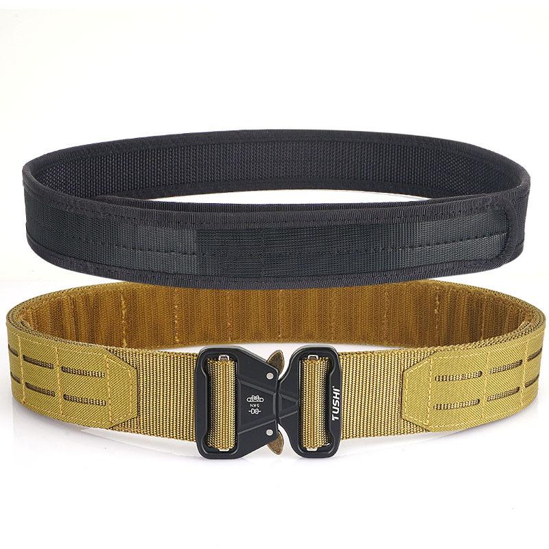 New Men'S Commuting Belt With Automatic Buckle Nylon Waistband, Outdoor Leisure Versatile Double-Layer Thick Belt
