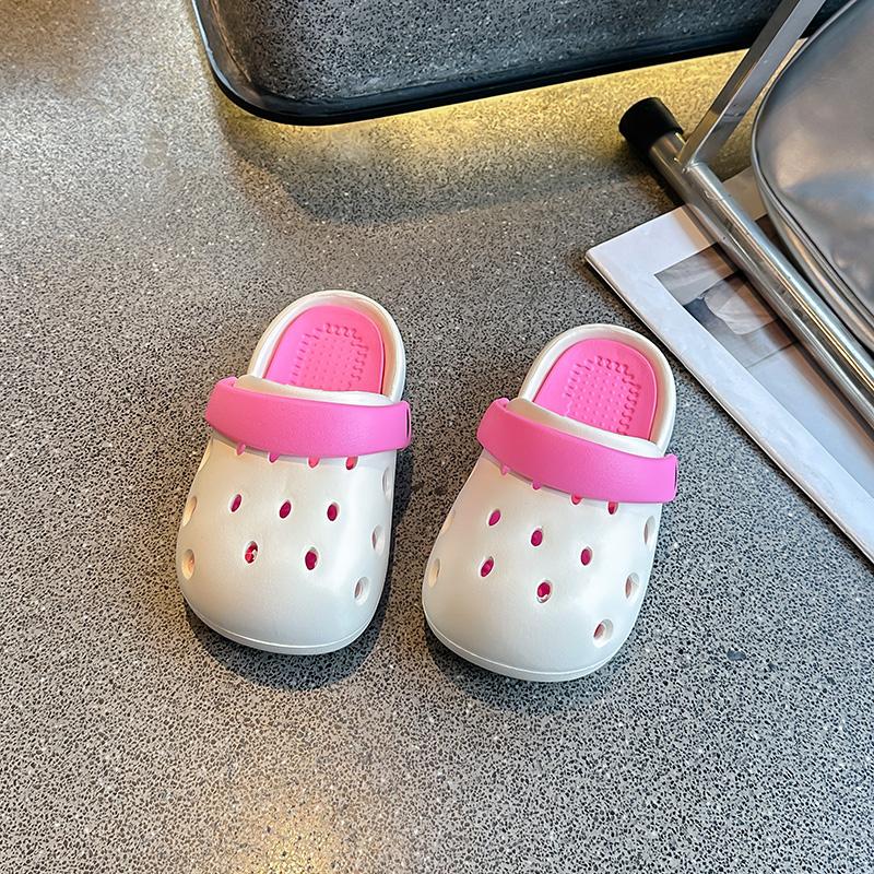 

Kids Slippers Outdoors Children Sandals Non-slip Soft Sole 2025 New Students Beach Shoes Hollowed-out Breathable Fashion Trendy 26-27 розовый