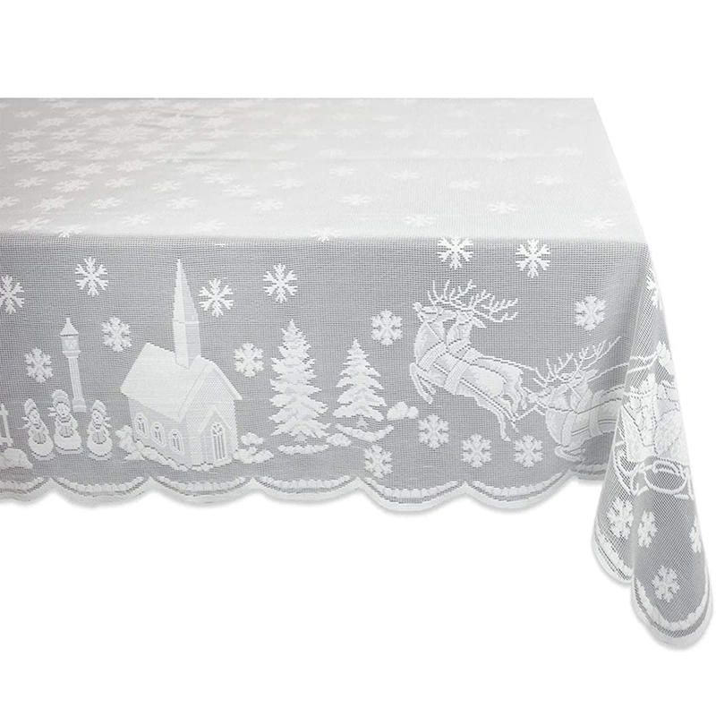 Christmas Snoaman Santa Elk Tablecloth Xmas Party House Lace Table Runner Holiday Decor
