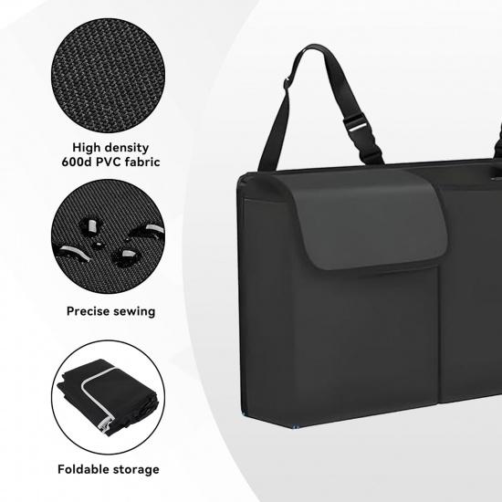 Auto-Kofferraum-Organizer, Wasserdichte faltbare Gepäcktasche mit 4 Taschen, Hängende große Aufbewahrung für die Rückbank mit verstellbaren Gurten, Stabiler Platzsparer Frei
