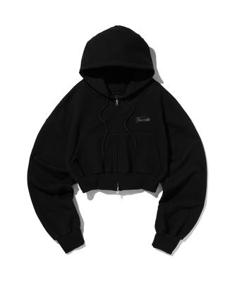 Suade Crop Hood Zip Up [Black]