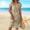 Women's Fashion Graceful Retro  Print Summer Spring Short Sleeve O-Neck Casual Dresses