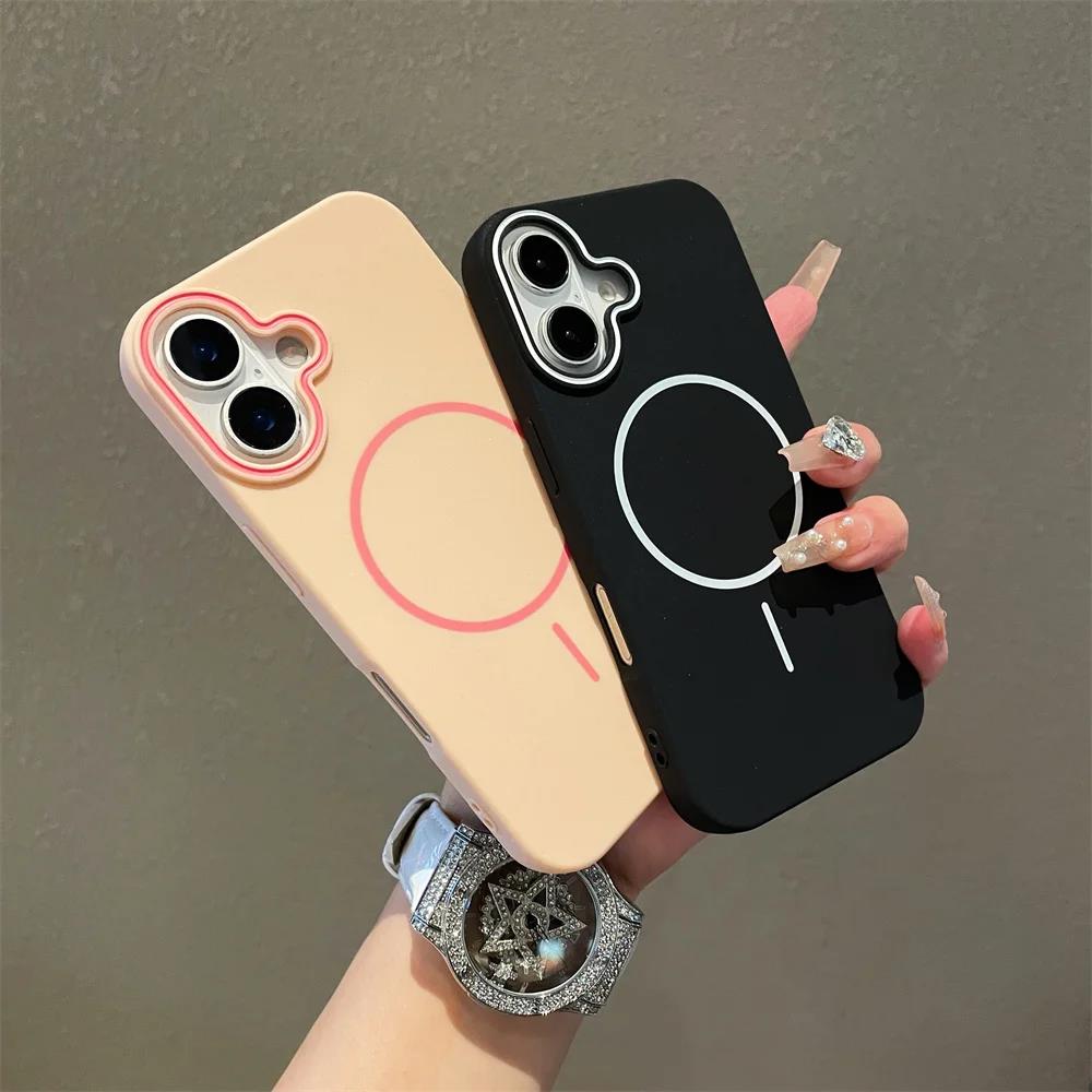 Ultrathin Simple  Case for For Iphone 16 1 14 13 12 11 Pro Max 14 Plus Matte Hit Color Lens Wireless Charging Soft TPU Cover
