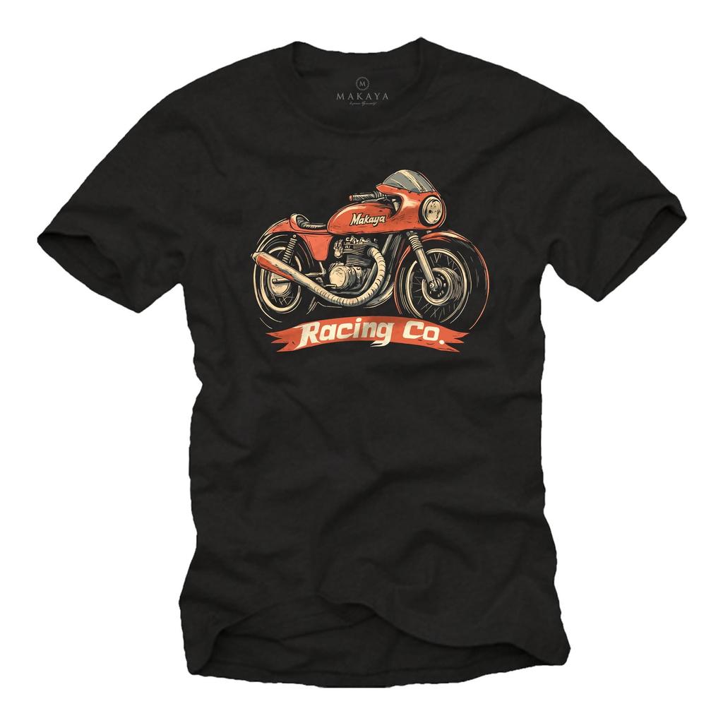 Men’s vintage motorcycle t-shirt with retro cafe racer design, classic biker shirt in cotton, perfect gift for motorcycle fans S-5XL