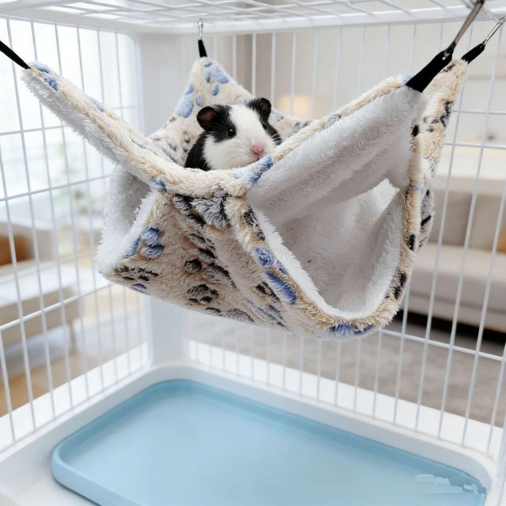 Warm Hanging Pet Hammock Winter Hamster Cage House Cozy Plush Nest Bed for Rat