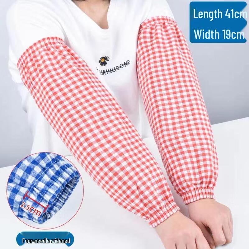 JingJingRS Extra Long Cotton Plaid Arm Sleeves (2 Pairs)