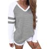 Fashion Women's V-collar Splicing Long Sleeves Leisure Time Tops Blouses