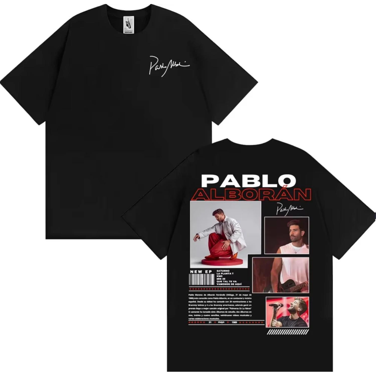 2026 Rappeur Pablo Alborán Global Tour T-shirt Hommes Femmes Harajuku Hip Hop Streetwear Coton Décontracté À Manches Courtes S